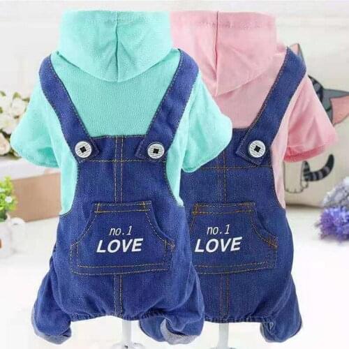 Pet dog clothes spring autumn Four-legged cat dog Jumpsuits print letter teddy french bulldog puppy dog hoodie