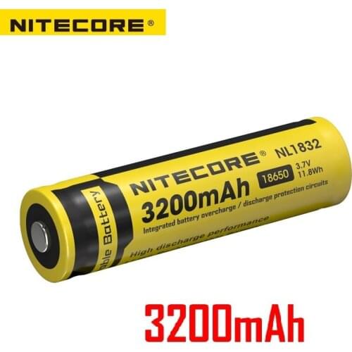 Nitecore NL1832 18650 3200mAh 3.7V 11.8Wh Rechargeable Li-on Battery high quality with protection