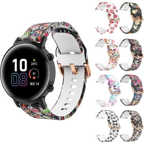 20mm 22mm Watch Strap For Huawei Honor Magic Watch 2 42mm 46mm GT2 Watchband Silicone Printing Bracelet For Xiaomi Watch Color