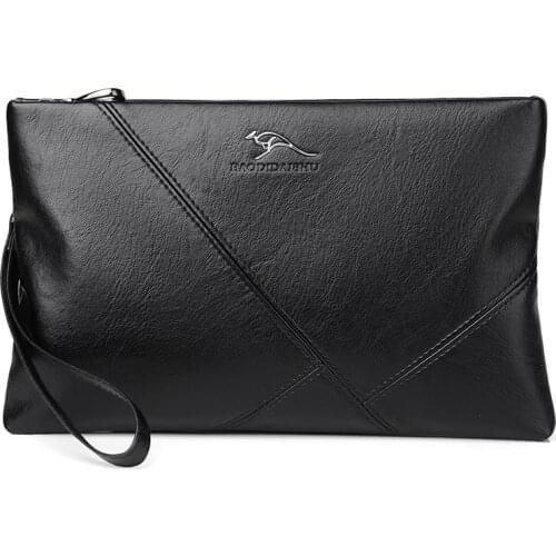 Luxury Brand Men Wallets Casual Business Men Clutch Bag High Quality Zipper Envelope Long Wallet Slim Handbag Leather Male Purse