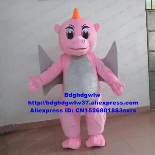 Pink Pterosaur Pterodactyl Dinosaur Dino Dragon Mascot Costume Cartoon Character Promotional Compaign Beauty Parlor zx2407