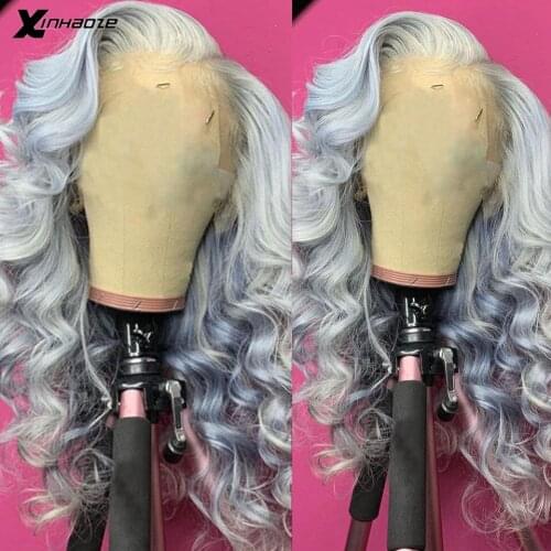 Silver Grey Deep Part 13x6 Lace Front Human Hair Wigs For Black Women Brazilian Hair Free Part Loose Wave 13x4 Lace Front Wigs