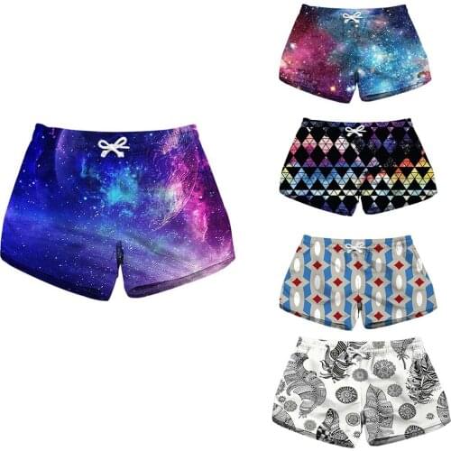 New Summer Galaxy Prints Casual Gym Sport Yoga Spandex Shorts Breathable Beach Pants Women Bottoms Dropshipping