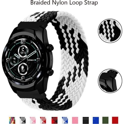 Strap For Ticwatch Pro 3 GPS 22mm/20mm Replacement nylon Braided Band For Ticwatch Pro 2020/GTX/E2/S2 wristband Bracelet