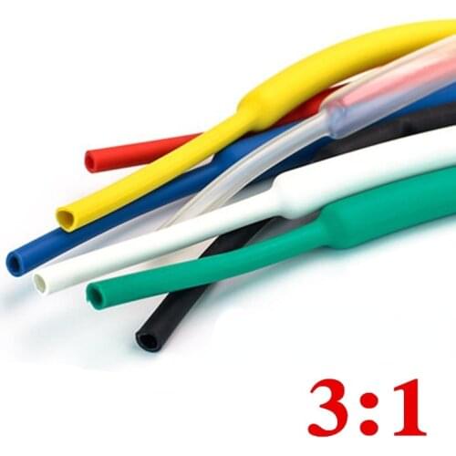 1M/lots 3:1 Heat Shrink Tube with Glue Dual Wall Tubing Diameter 1.6/2.4/3.2/4.8/6.4/7.9/9.5/12.7mm Adhesive Lined Sleeve Wrap