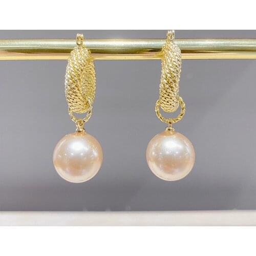 In 2021, French Fashion New Senior Fine Pearl Pendant Earrings. Simple Geometric Metal Temperament Women Earrings Jewelry