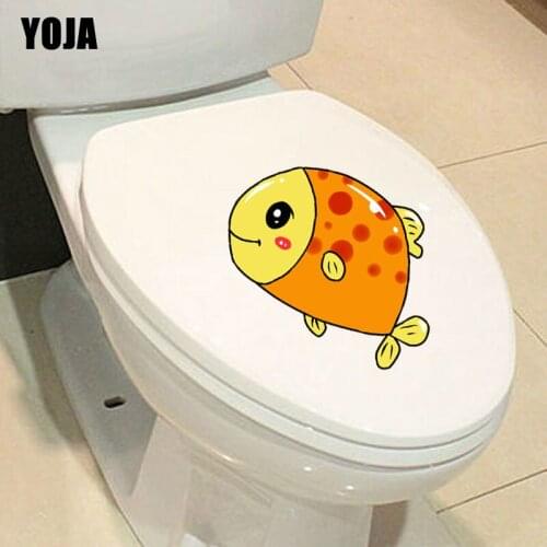 YOJA 22.9*15.5CM Happy Fish BedRoom Home Wall Decal Decor Cartoon Animal Toilet Sticker T3-0959
