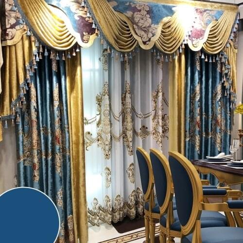 European Luxury Living Room Villa Flannel Curtain Finished Luxury French Bedroom Shading Cloth Curtains For Living Room Bedroom