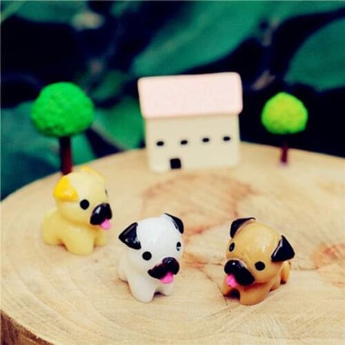 ZOCDOU 3 Pieces Toady Dog Pug Zakka Desk Office Display Model Small Statue Little Figurine Crafts Figure Ornament Miniatures DIY