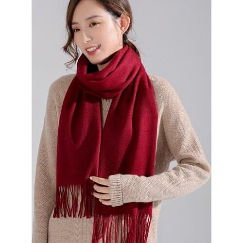 2021 New 100% Cashmere Winter Scarves for Women Solid Tassels Pashmina Shawls and Wraps Real Cashmere Wool Warm Scarf for Ladies