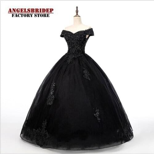 Angelsbridep Black Sweetheart Ball Gown Quinceanera Dresses Vestidos De 15 Anos Off-Shoulder Sweet 16 Dress Princess Party Gowns