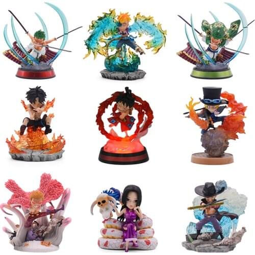 One Piece Figure GK Fashion Scenes Q Ver. Monkey·D·Luffy Zoro Sabo Ace Marco PVC Action Model Collection Cool Stunt Anime Toys