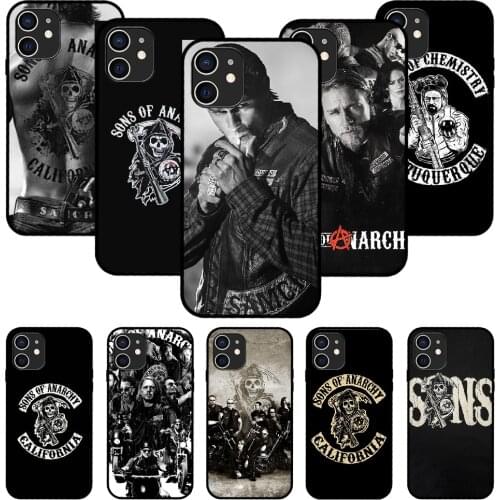 For iPhone 11 12 8 Plus Mini Pro X XR XS Max 4 5 7 6 6S 8 SE Phone Case Black Cover Hoesjes Luxury Coque 3D Sons of Anarchy