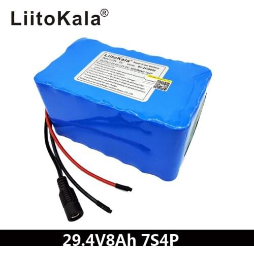 LiitoKala 24V 7S4P 8000mAh high power 8AH 18650 Lithium Battery pack with BMS 29.4V Electric bicycle electric car