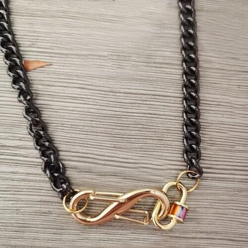 Marla Aaron creative design man jewelry chain pave crystal stone spiral open screw Carabiner clasp lock bling necklace wholesale