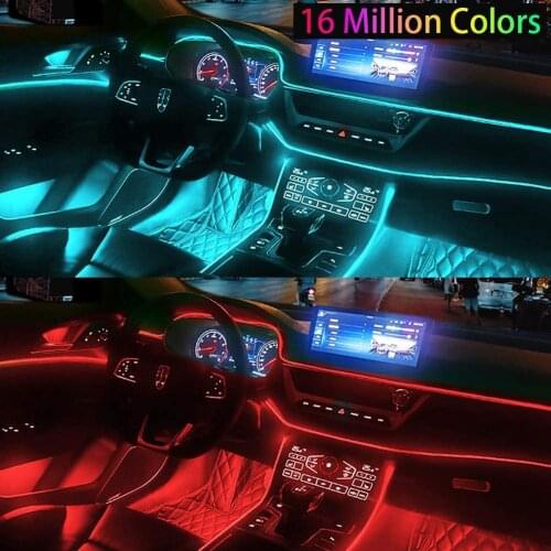 Multicolor RGB Sound Active Automobile Atmosphere Ambient Lighting Kit Car LED Interior Strip Light
