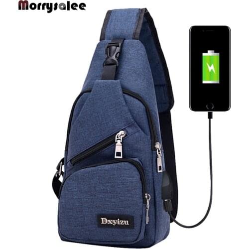 Male Shoulder Bags USB Charging Crossbody Bags Men Chest Bag School Trip Messengers Bag 2018 New Arrival Diagonal Package