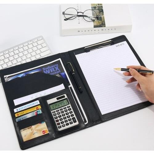 A4 Folder for Documents File Organizer Multi-function Calculator Card Holder Business Manager Folder Padfolio Office Stationery