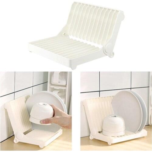 Dish Drain Rack Kitchen Plate Drying Shelf Dinnerware Organizer Tray Plate Collapsible Cups Display Stand Drainer Holder