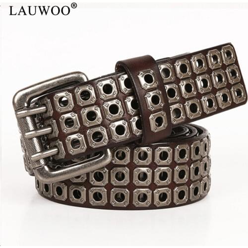 Heavy Metal Punk Belt Genuine Leather Hip Hop Belts For Men Cross Rivet Jeans belt male Strap Ceinture Homme designer belt