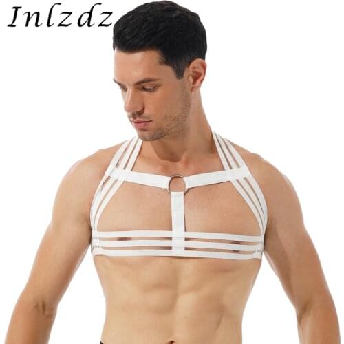 Harness Mens Lingerie Sexy Body Shoulder Chest Elastic Strap O Ring Front Harness Belt for Role Play Party Club Pole Dancing