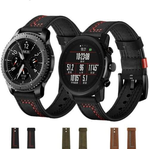 20mm Genuine Leather Band Strap With Quick Release for Samsung Gear Sport /Garmin vivoactive 3/ Music/ TicWatch2/E WristBand