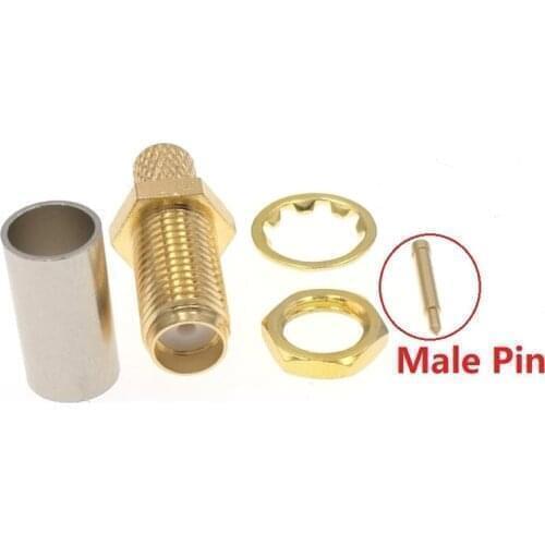 RP-SMA Female Straight Crimp For RG58 RG142 RG223 RG400 LMR195 RF Connector