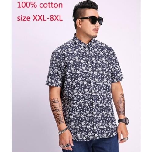 New Fashion Summer Super Large Men Short Sleeved Loose Casual Shirts Print Single Breasted Plus Size 2XL 3XL 4XL 5XL 6XL 7XL 8XL