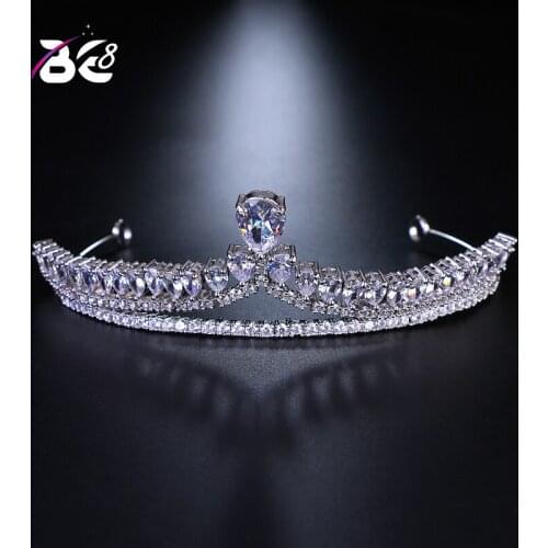 Be 8 Shiny Luxury Full Rhinestone Decorated Bridal Tiaras Hair Accessories Wedding Crown Bride Jewelry White Gold Color H118