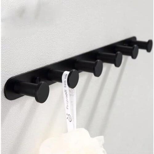 Black 3/4/5/6 Hooks Coat Rack Wall Mounted Heavy Duty Hanger, Metal Coat Hook Rail for Coat Clothes Hat Towel Jacket