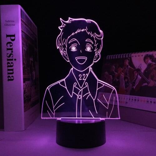 Japanese Manga Figure The Promised Neverland Norman 3D LED Night Light for Kids Home Room Decor Child Nightlight Bedside Desk La