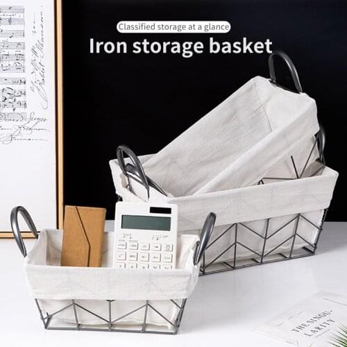 Iron Desktop Storage Basket Fruit Basket Table Sundries Organizer Bath Baskets Snacks Toy Container Cosmetic Clothes Storage Box