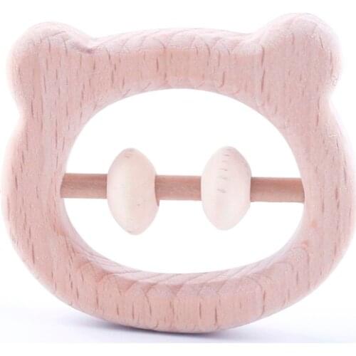10PC Montessori Activity Gym Toys Lovey Small Wooden Bear Head Abacus Beads Rattles Baby Teether Toys Nursing Baby Teether