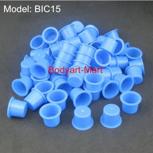 100pcs 15mm Large Blue Tattoo Ink Cups Caps Permanent Makeup Pigment Cups Supply BIC15-100