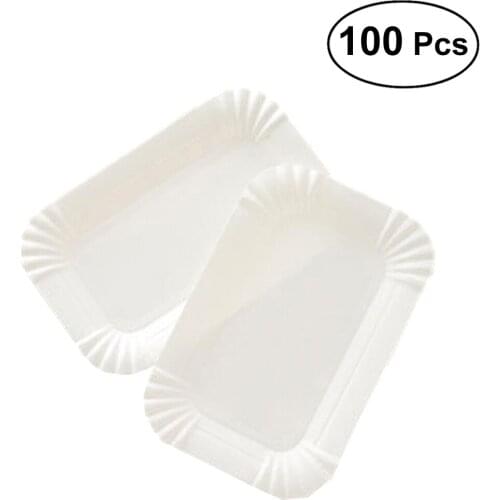 100pcs Disposable Cake Paper Plates Cutlery Tray Cake Dish Paper Plate Tableware for Baby Shower Birthday Wedding Party Supplies