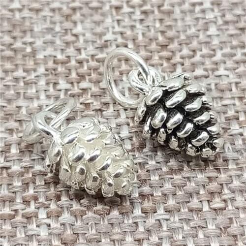 925 Sterling Silver Pinecone Charms Pine Cone Pendants for Bracelet Necklace