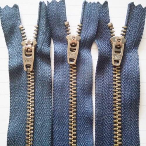 50 Pcs/lot Cheap Most Free Shipping YKK Metal Zipper Dark Blue Bronze Copper Trousers Wholesale