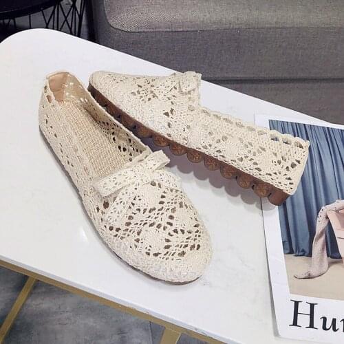 Lace Mesh Ballet Flats Cute Clogs Shoes Women Flat Shoes Lace Shallow Mouth Shoes Woman Breathable SandalsZapatos Mujer U19-72