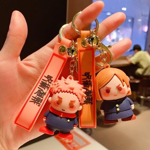 1pcs Jujutsu Kaisen Keychain with Epoxy Toy Figures Key Chain Cute Gojo Nobara Megumi Yuji Sukuna Key Ring Bag Hangings