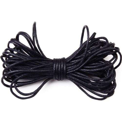 10 Metres Of 1.5mm Black Waxed Cotton Cord String Chain For Jewellery Making DIY