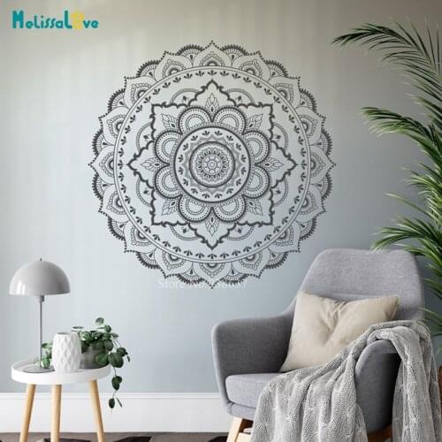 Flower Mandala New Design Meditation Yoga Studio Decor Zen Decal Bedroom Living Room Removable Vinyl Wallpapers BA732-2