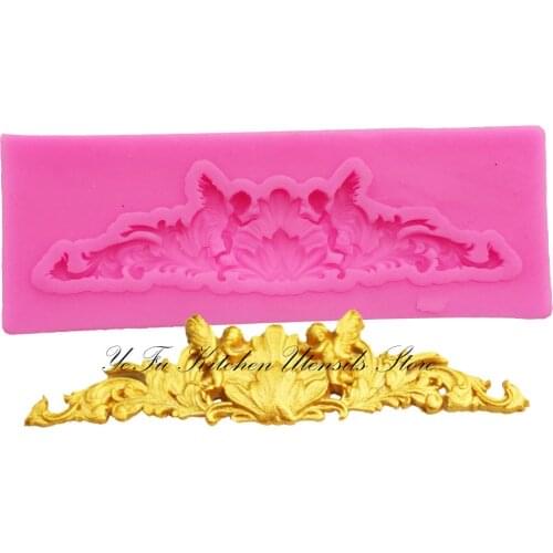 DIY Lace pattern Silicone fondant mould Angel boy cake decorating tools chocolate gumpaste molds T1055