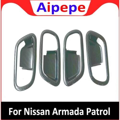 For Nissan Armada Patrol Royale Nismo Infiniti QX56 QX80 Y62 2016 to 2020 ABS Car Inner Interior Door Handle Bowl Cover Trim