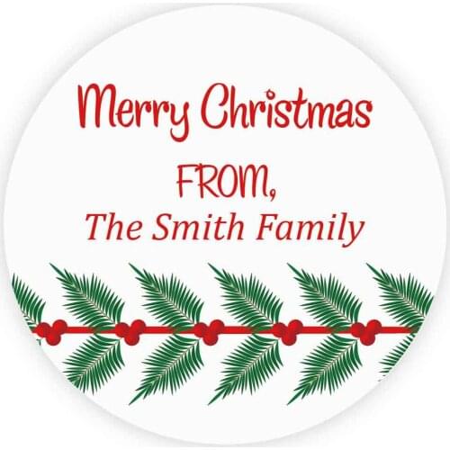 DouxArt 100X Customized Merry Christmas Stickers, 4cm Xmas Christmas Favors Party Invitations Gift Labels Stickers