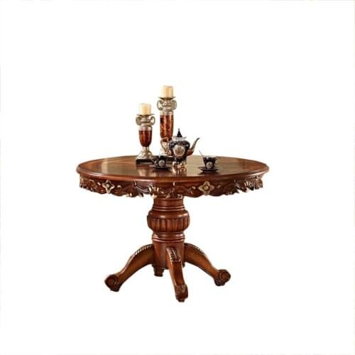 European round dining table and chair combination American classical solid wood oak round