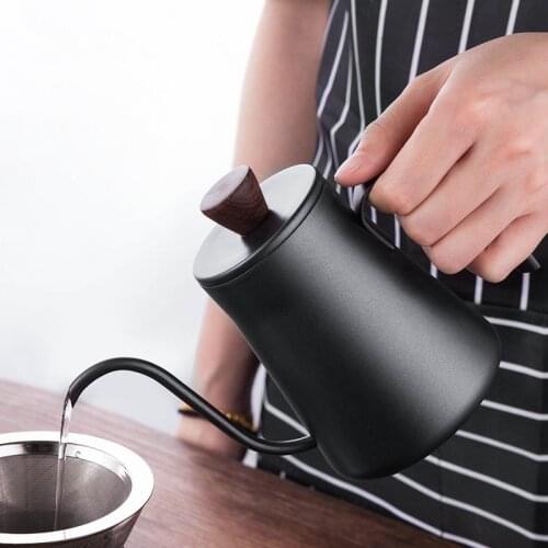 Drip Kettle 400ml Hand Flush Coffee Tea Pot Non-stick Coating Food Grade Stainless Steel Gooseneck Drip Kettle Swan Neck Pot