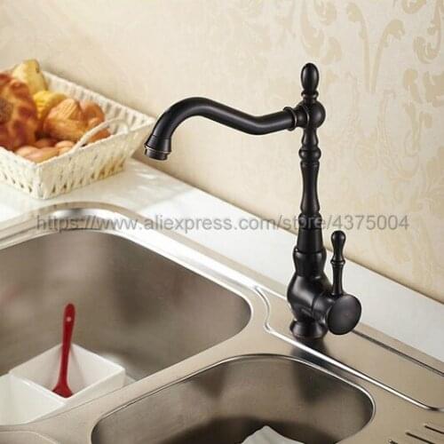 Black Oil Rubbed Brass Kitchen Faucets Deck Mounted Mixer Tap 360 Rotation Features Mixer Tap For Kitchen Nsf098