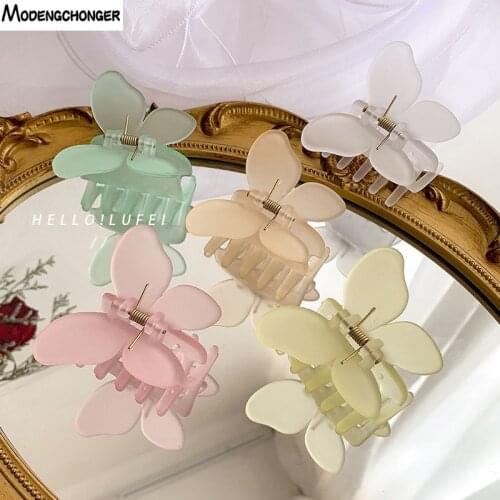 Matte Butterfly Hair Claw For Women Girls Acrylic Hair Accessories Scrub Black Hair Claw Clips Crab For Hair Simple Hair Clamps