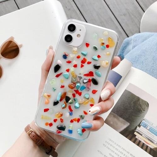 Retro Sweet Color 3D Stone art japanese Phone Case For iPhone 11 12 Pro Max Xs Max XR Xs 7 8 Plus X 7Plus case Cute clear Cover
