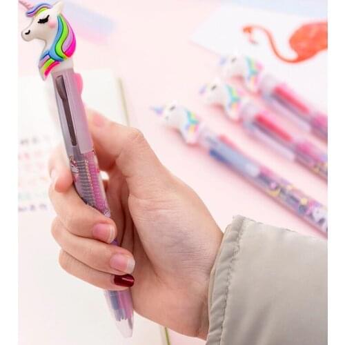 Cute Unicorn Power 3 Colors Chunky Ballpoint Pen Kawaii Rollerball Pen School Office Supply Gift Stationery Papelaria Escolar